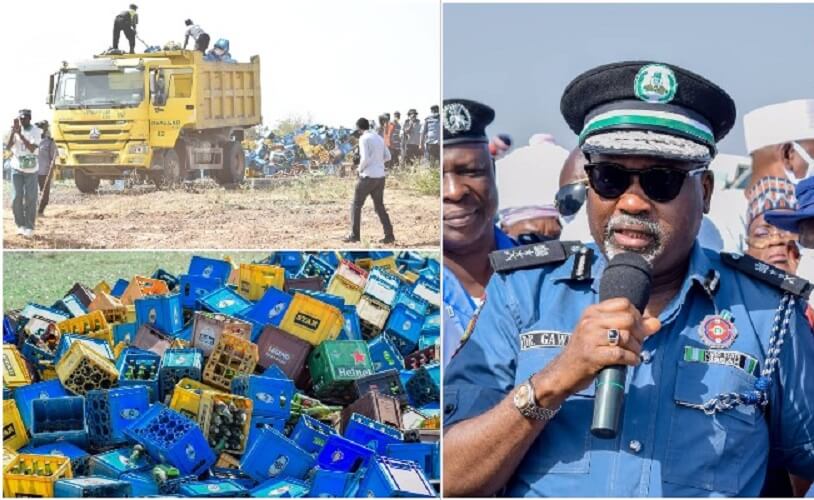 More than 170 bottles of assorted alcohol have been destroyed by operatives of Yobe State Hisbah Board